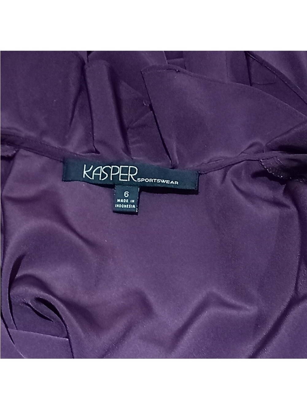 Kasper Deep Purple Ruffle-Front Blouse - Picture 6 of 7